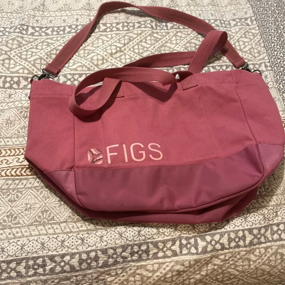 FIGS Large Pink Canvas Tote Bag